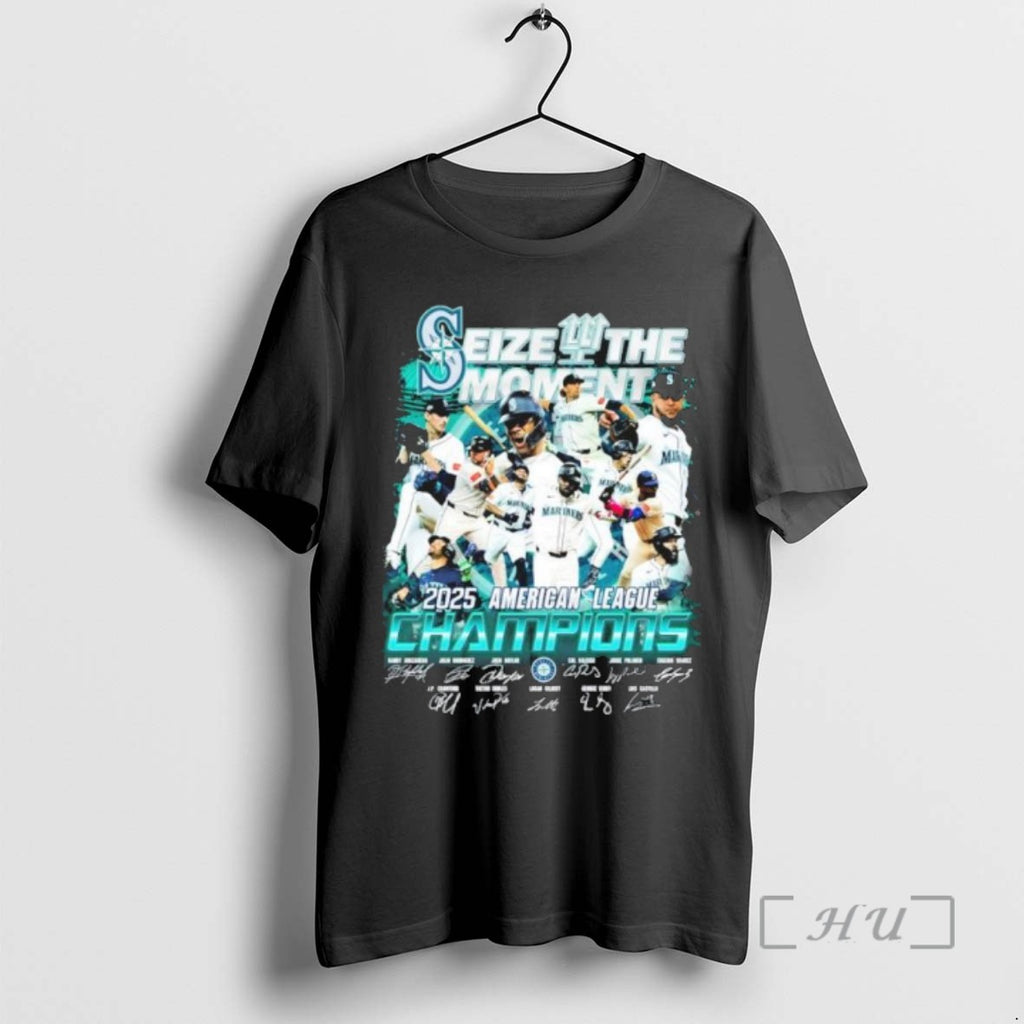 Trending Seattle Mariners Seize The Moment 2025 American League Champions Signatures T-Shirts, Hoodie, Sweatshirt