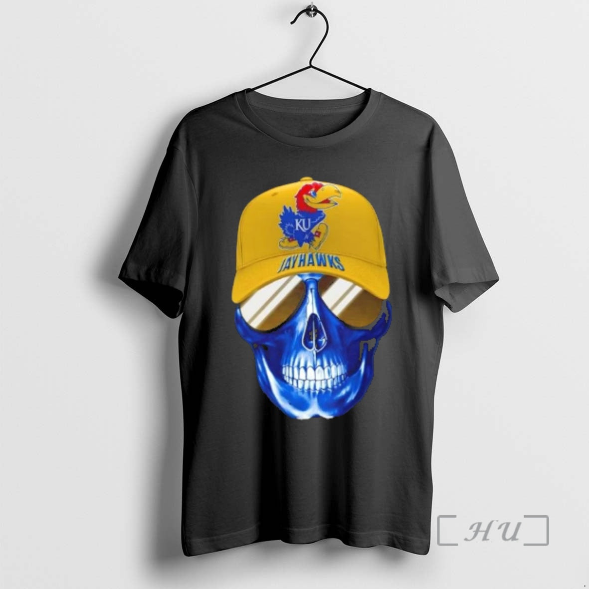 Trending Skull Wearing A Cap And Smile Kansas Jayhawks Fans T-Shirts, Hoodie, Sweatshirt | InkRitualCo.com