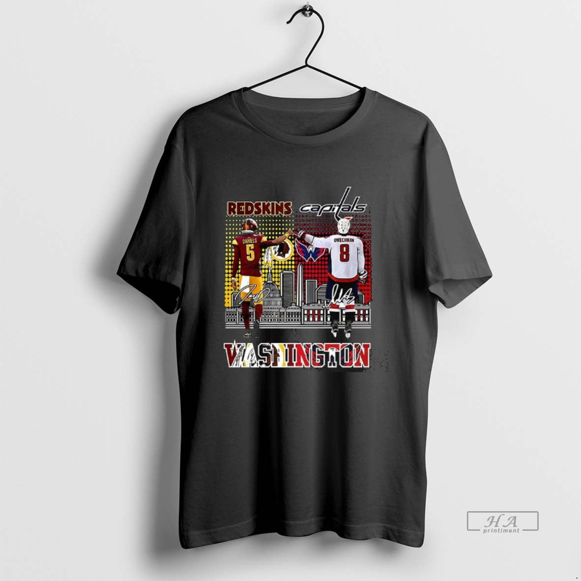 Trendy Alexander Ovechkin Washington Capitals And Jayden Daniels Washington Commanders Signature T-Shirts, Hoodie, Sweatshirt