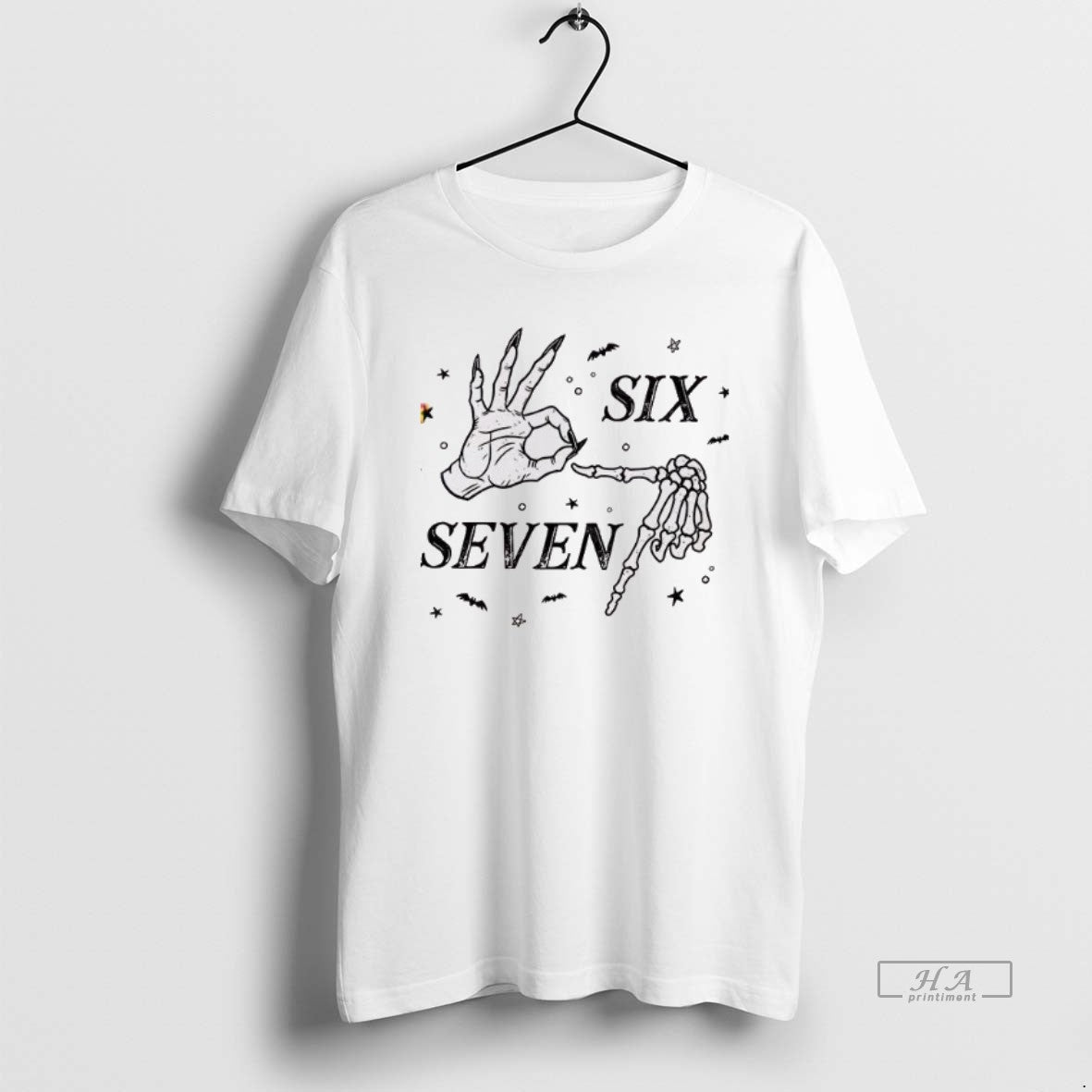 Trendy Halloween Six Seven Skeleton Hand T-Shirts, Hoodie, Sweatshirt | InkRitualCo.com