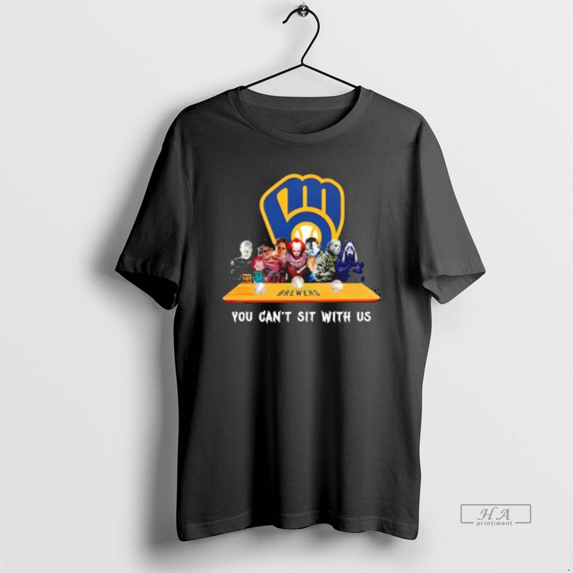 Trendy Horror Movie Characters You Cant Sit With Us Milwaukee Brewers Halloween T-Shirts, Hoodie, Sweatshirt