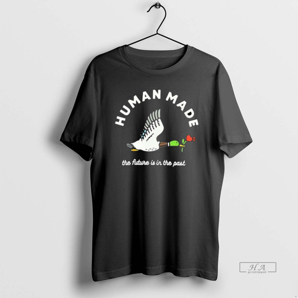 Trendy Mallard Duck Holding Flower Human Made The Future Is In The Past T-Shirts, Hoodie, Sweatshirt | InkRitualCo.com