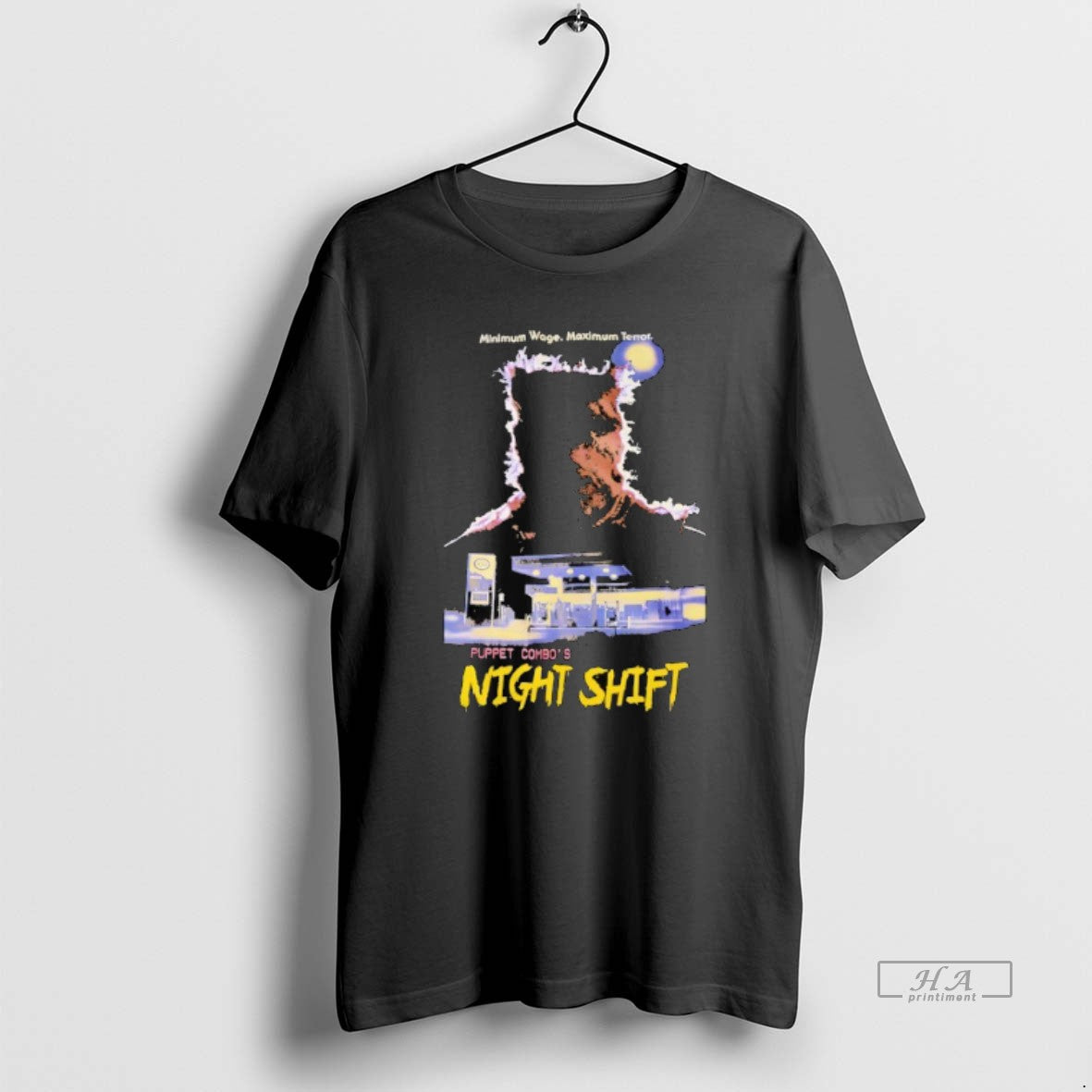 Trendy Minimum Wage Maximum Terror Puppet Combos Night Shift Horror Halloween T-Shirts, Hoodie, Sweatshirt | InkRitualCo.com