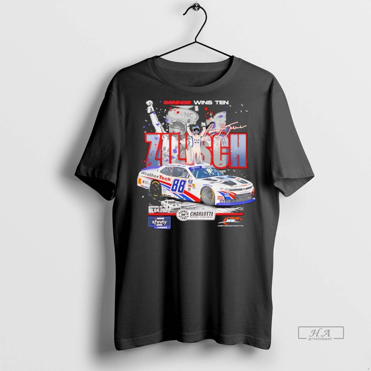 Trendy Official Connor Zilisch Wins Checkered Flag Sports 2025 Blue Cross Nc 250 Xfinity Series T-Shirts, Hoodie, Sweatshirt