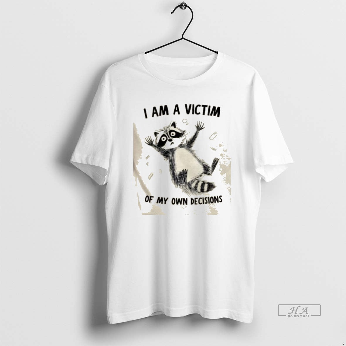 Trendy Raccoon I Am A Victim Of My Own Decisions T-Shirts, Hoodie, Sweatshirt | InkRitualCo.com