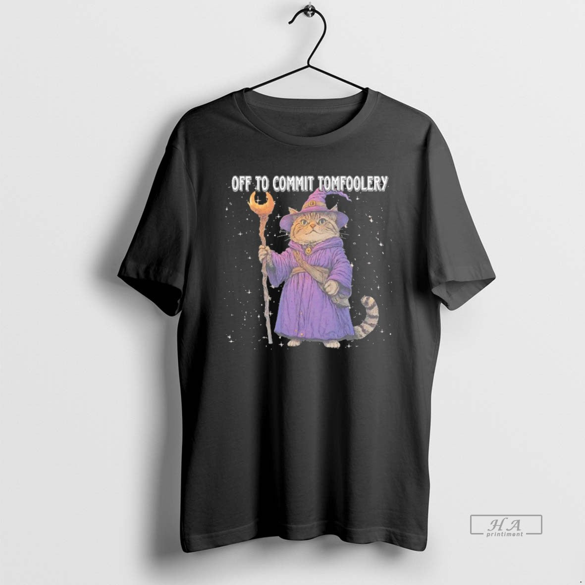 Trendy Wizard Cat Off To Commit Tomfoolery Blackshirt T-Shirts, Hoodie, Sweatshirt | InkRitualCo.com