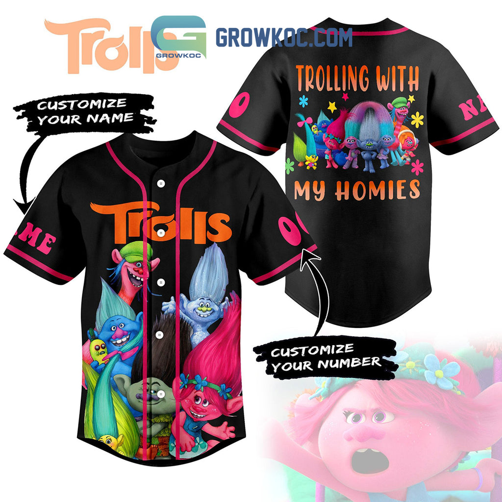 Trolls Trolling With My Homies Christmas Winter Holiday Custom Name Number Personalized Baseball Jersey