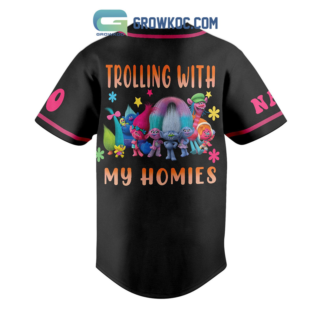 Trolls Trolling With My Homies Christmas Winter Holiday Custom Name Number Personalized Baseball Jersey