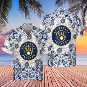 Tropical Flowers With Milwaukee Brewers Hawaiian Shirt For Fans - Brewers Hawaiian Shirt