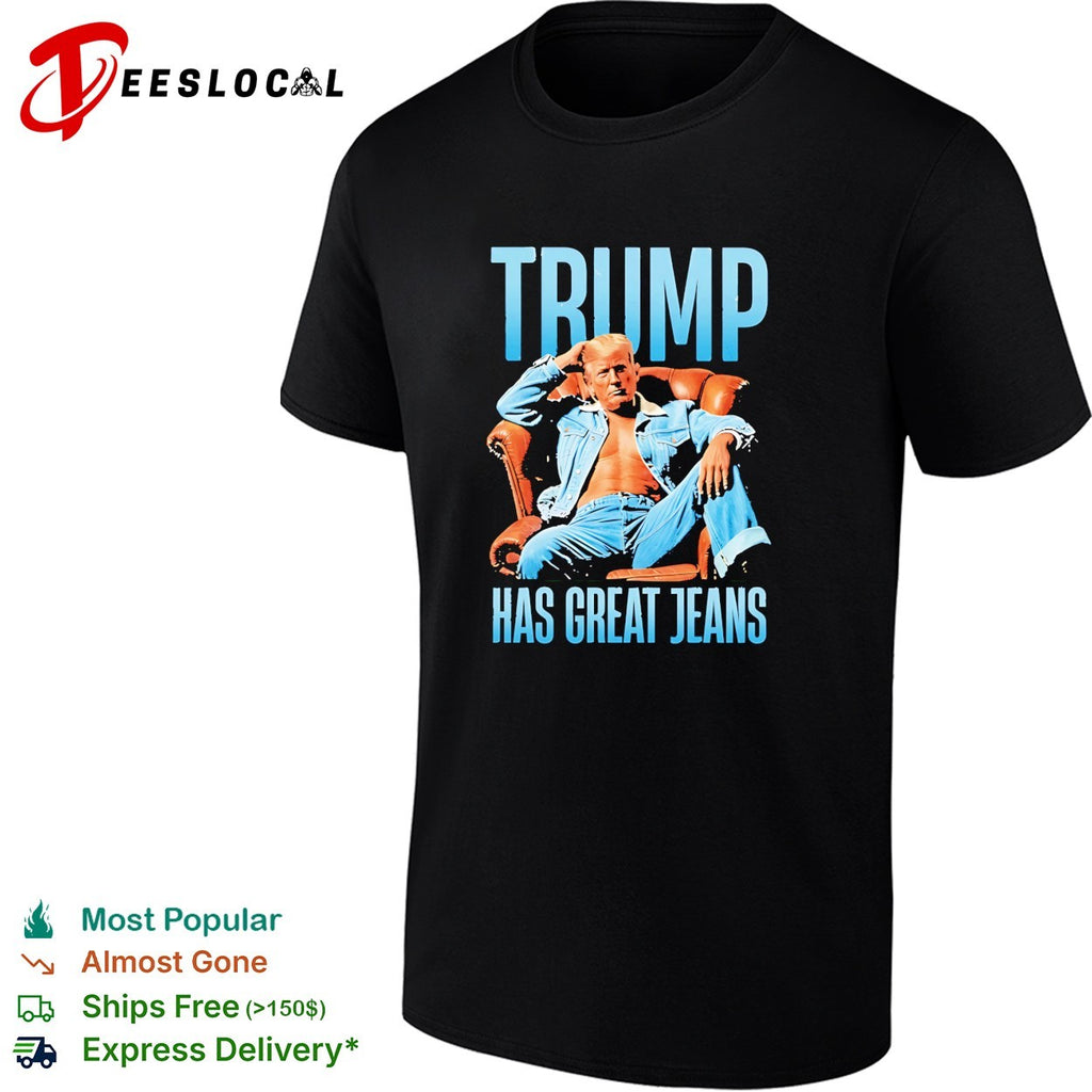 Trump sitting on sofa has great jeans shirt