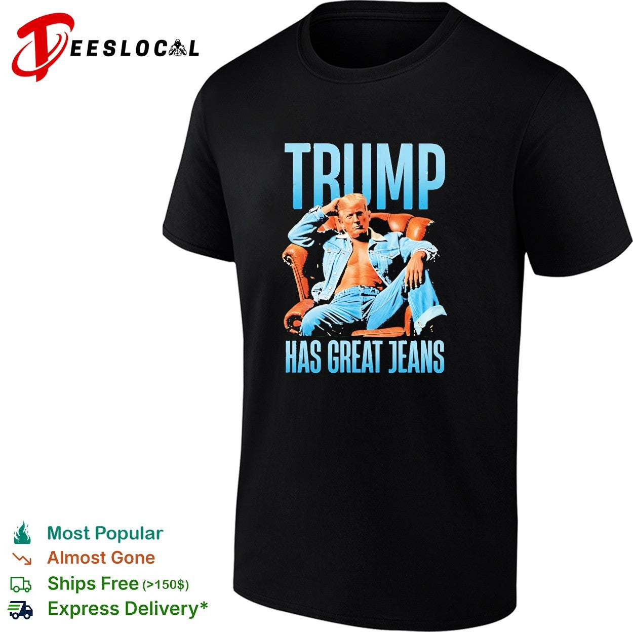 Trump sitting on sofa has great jeans shirt