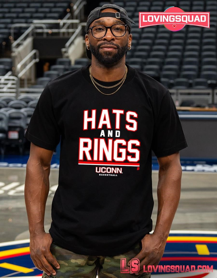 UConn Basketball Hats and Rings NCAA Championship T-shirt