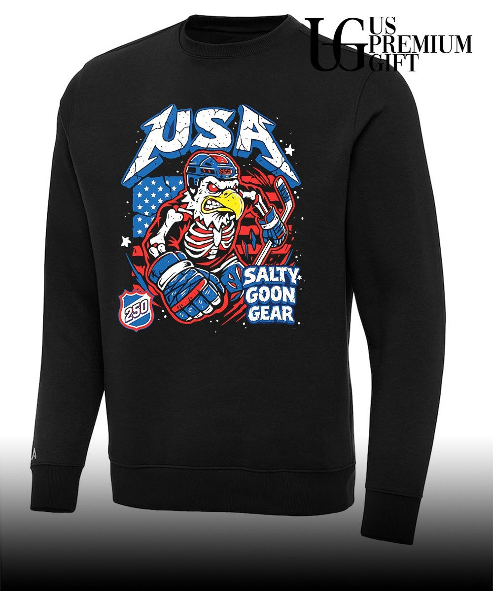 USA Hockey Skeleton Eagle Salty Goon Gear 250 shirt
