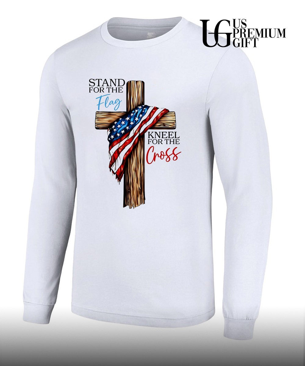 USA Patriotic Christian Stand for the Flag Kneel for the Cross shirt