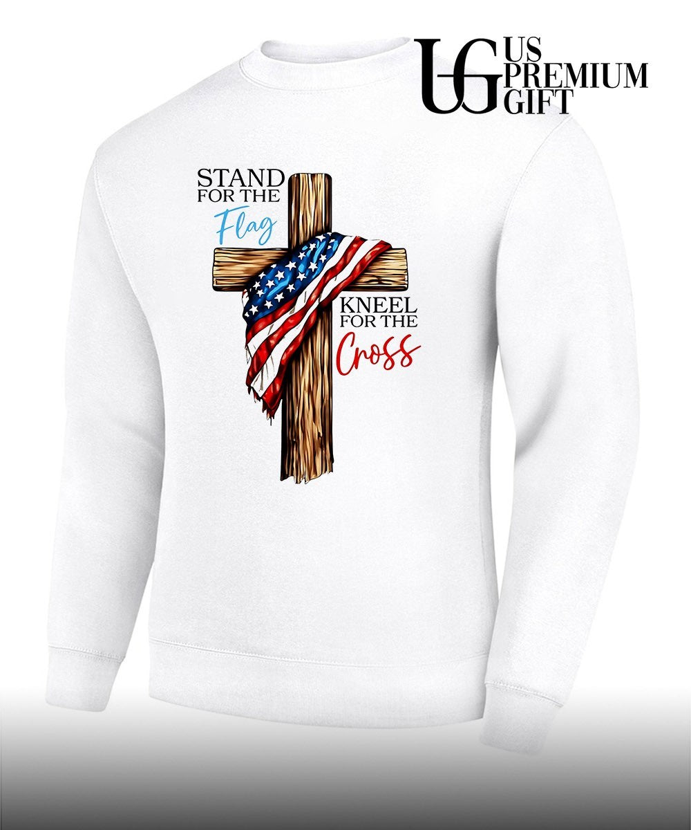 USA Patriotic Christian Stand for the Flag Kneel for the Cross shirt