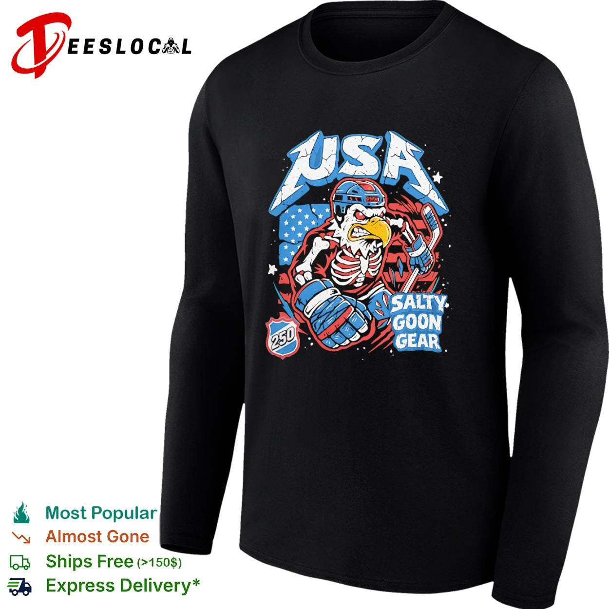 USA skeleton eagle 250 salty goon gear shirt