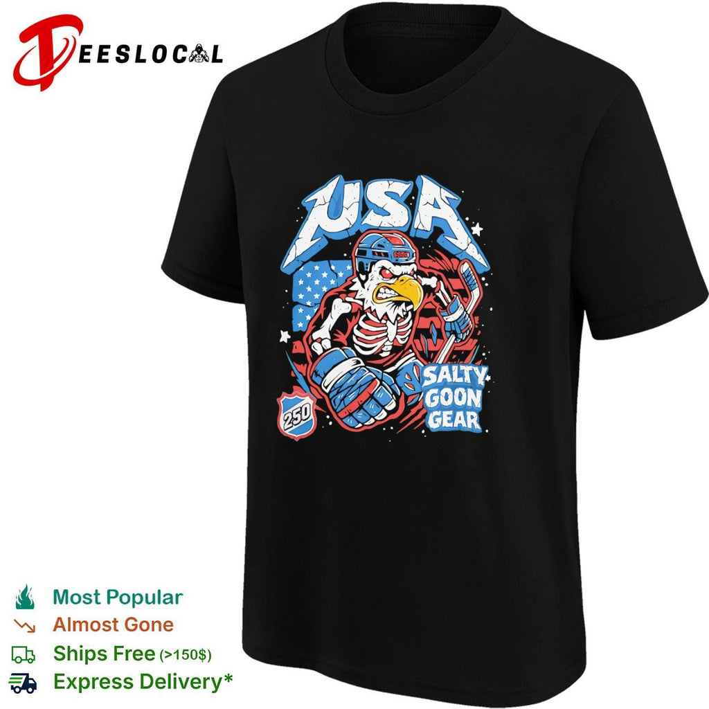 USA skeleton eagle 250 salty goon gear shirt