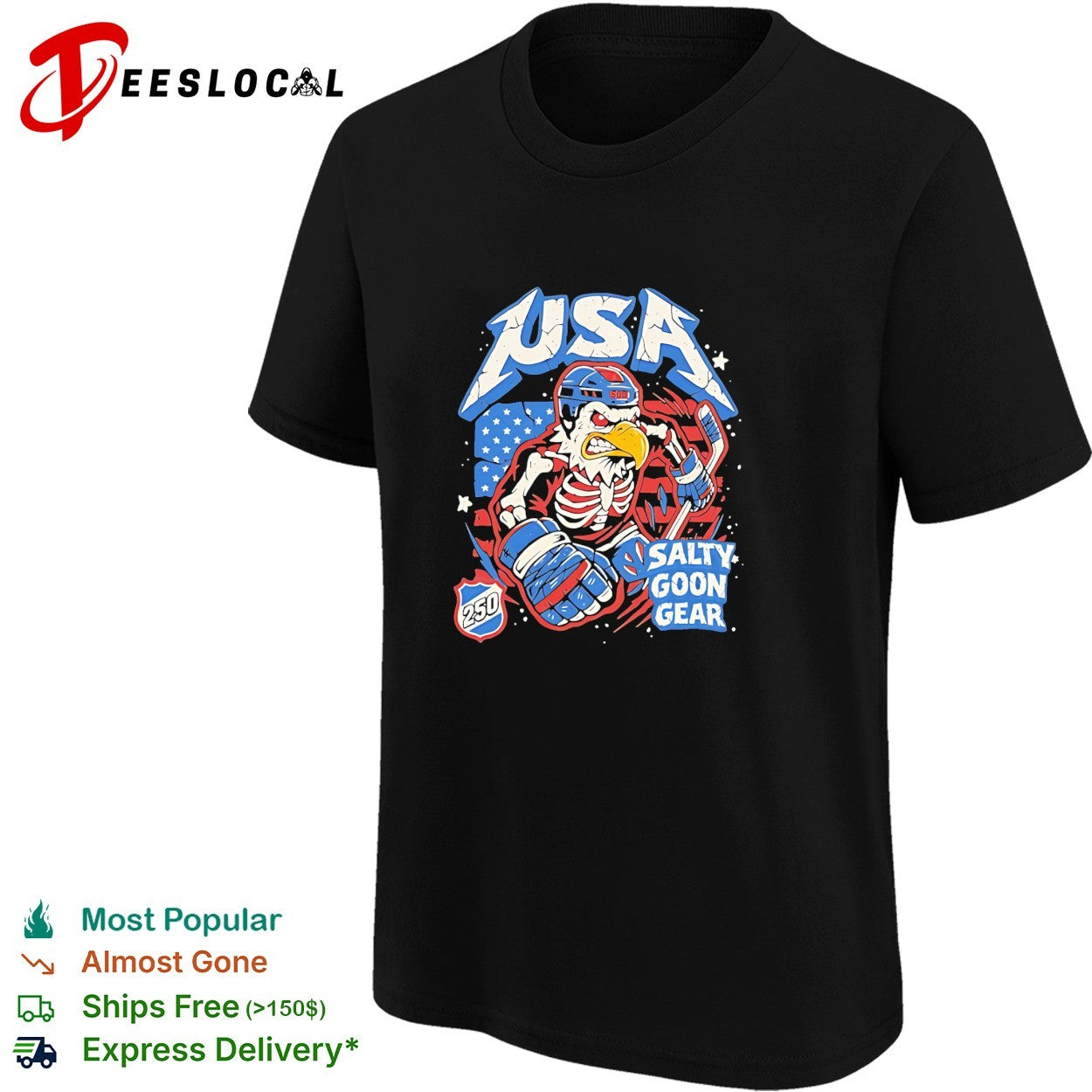 USA skeleton eagle 250 salty goon gear vintage shirt