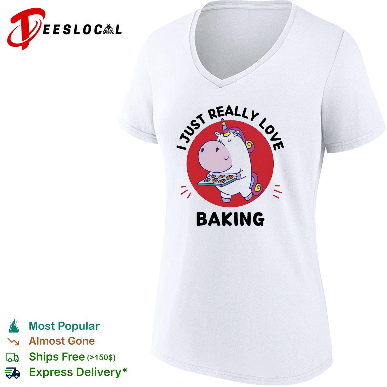 Unicorn holding baking tray I just really love baking shirt