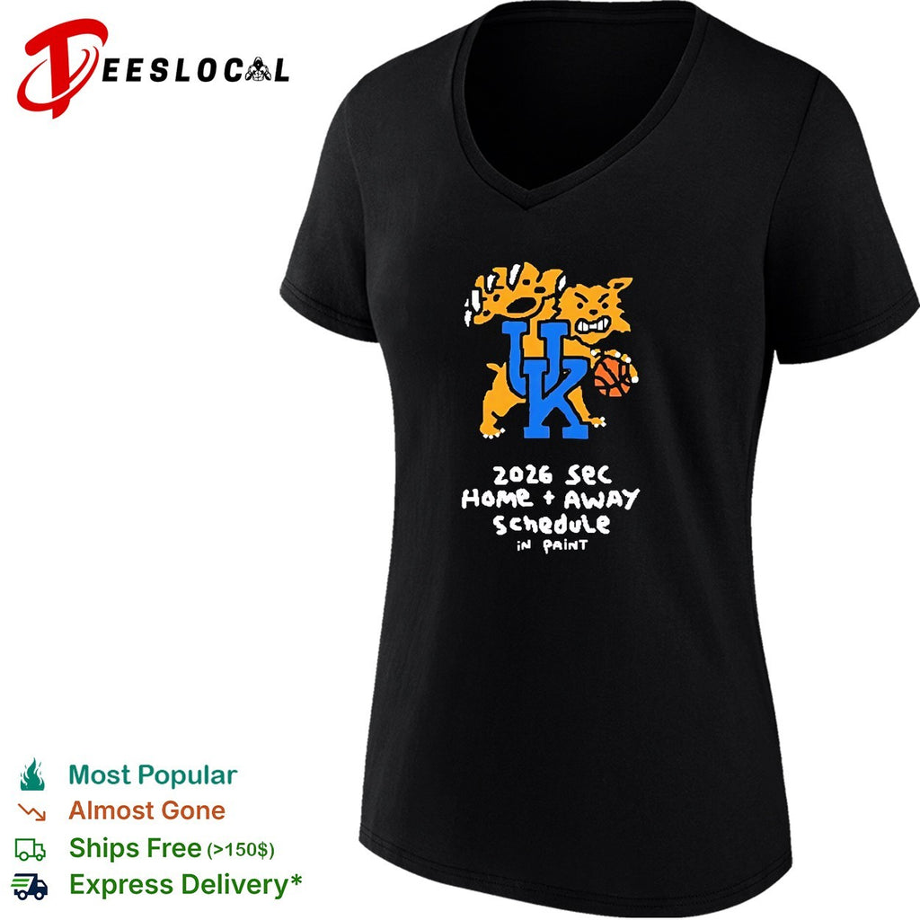 University of Kentucky 2026-27 SEC home away schedule in paint shirt