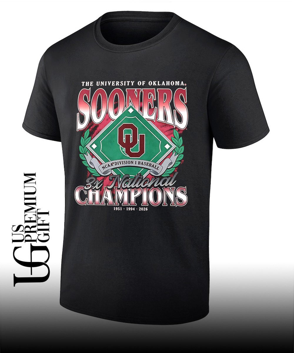 University of Oklahoma Sooners NCAA Division I Baseball 3X National Champions shirt