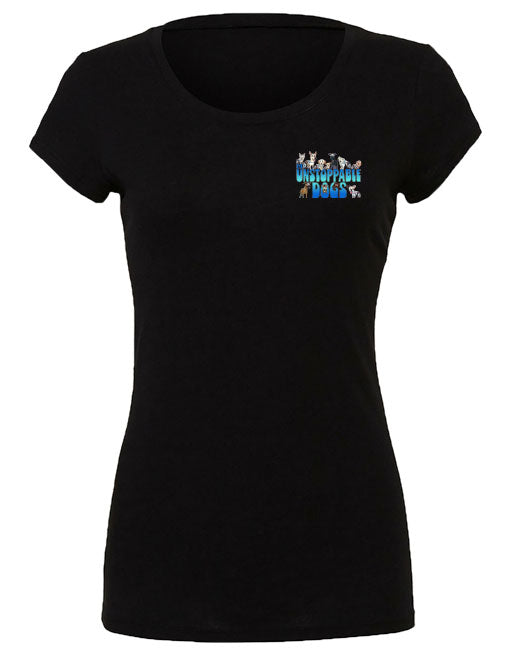 UNSTOPPABLE DOGS LOGO TEE, LADIES' SLIM FIT TEE