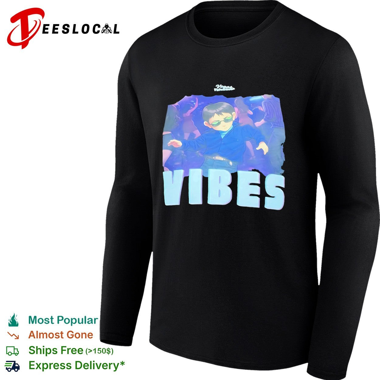 VIBES comic character shirt