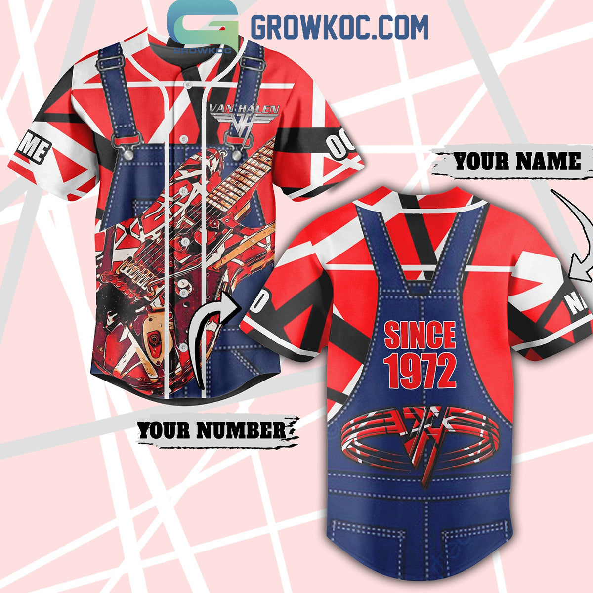 Van Halen Since 1972 Fan Personalized Baseball Jersey
