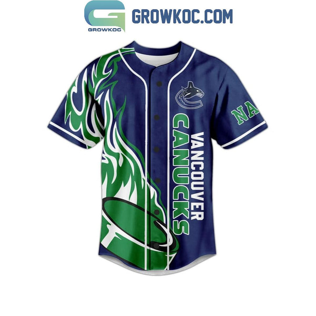 Vancouver Canucks Go Canucks Flame Personalized Baseball Jersey