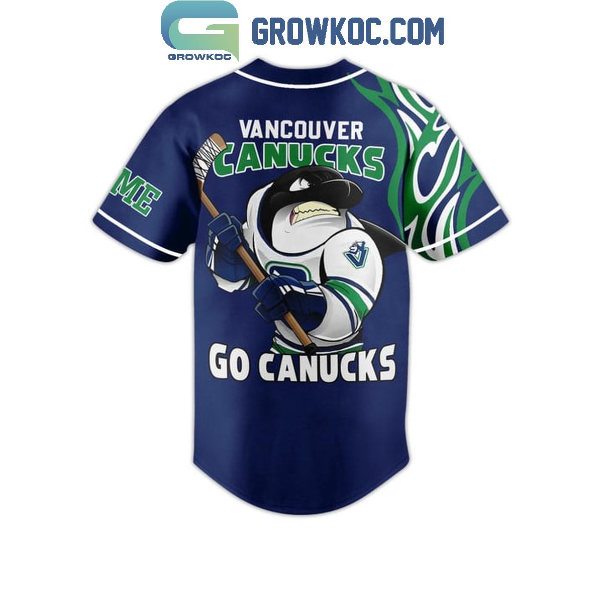 Vancouver Canucks Go Canucks Flame Personalized Baseball Jersey