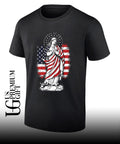 Virgin Mary Patroness of America Flag Earth Snake Religious Catholic Devotional shirt