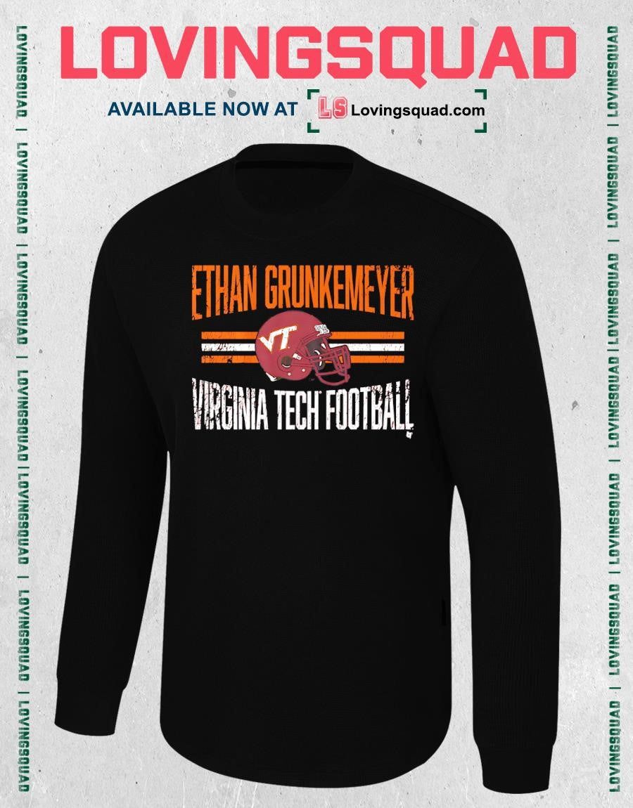 Virginia Tech Football Ethan Grunkemeyer Helmet Hero T-Shirt