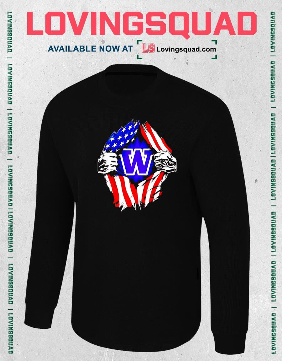 Washington Huskies American flag ripped chest T-shirt