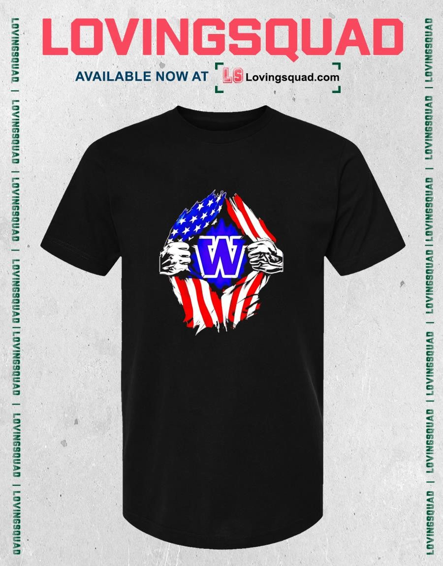Washington Huskies American flag ripped chest T-shirt