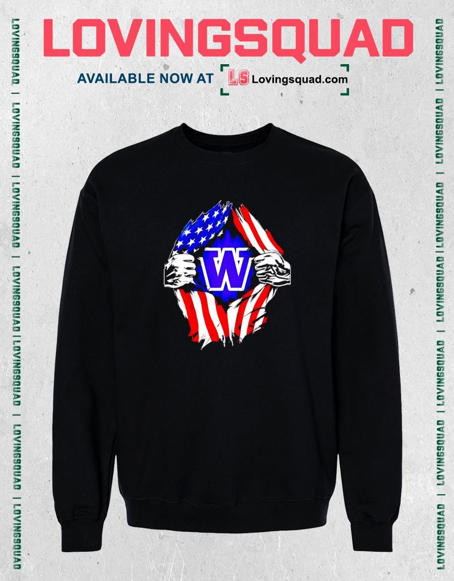 Washington Huskies American flag ripped chest T-shirt