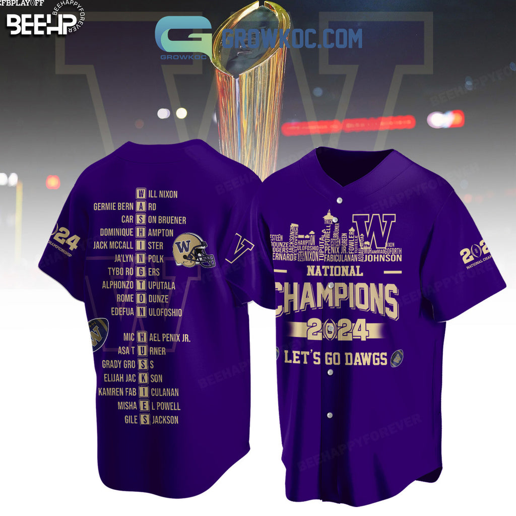 Washington Huskies National Champions 2024 Let’s go Dawgs Baseball Jersey