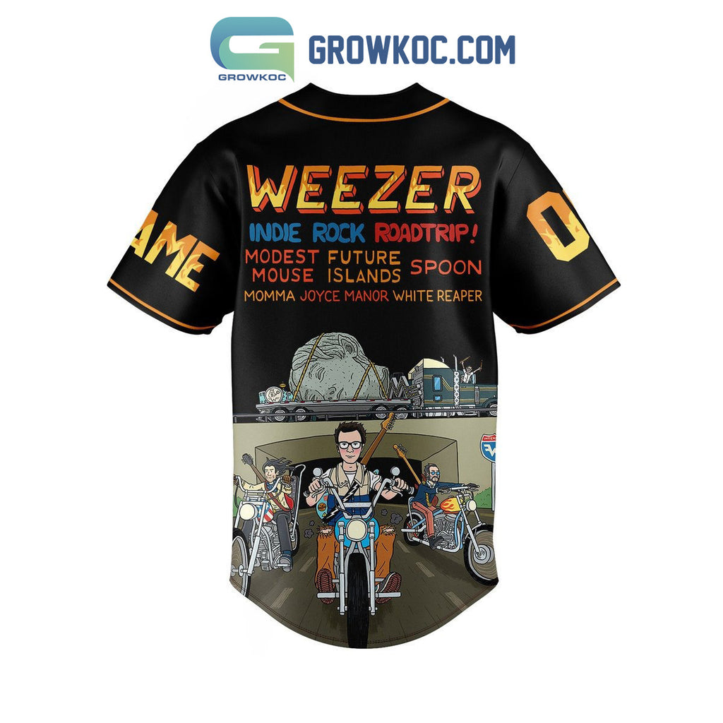 Weezer Indie Rock Roadtrip Personalized Black Design Baseball Jersey