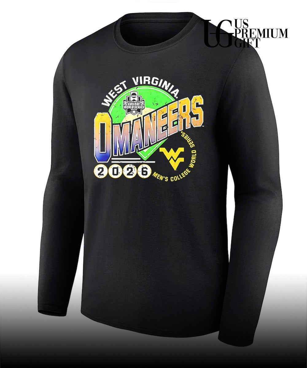 West Virginia Omaneers 2026 Men’s College World Series baseball distressed logo shirt