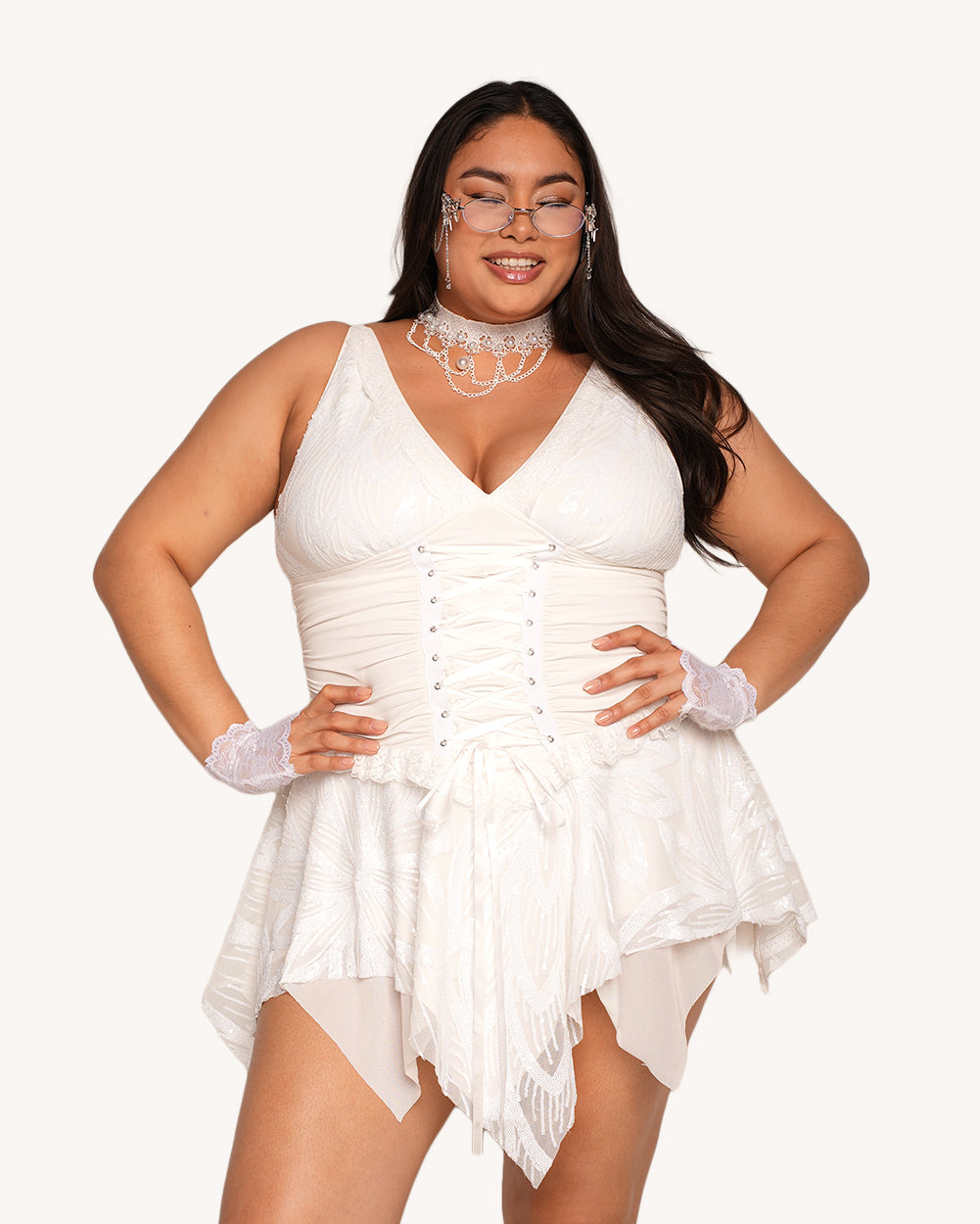 White Willow Sequin Fairy Dress