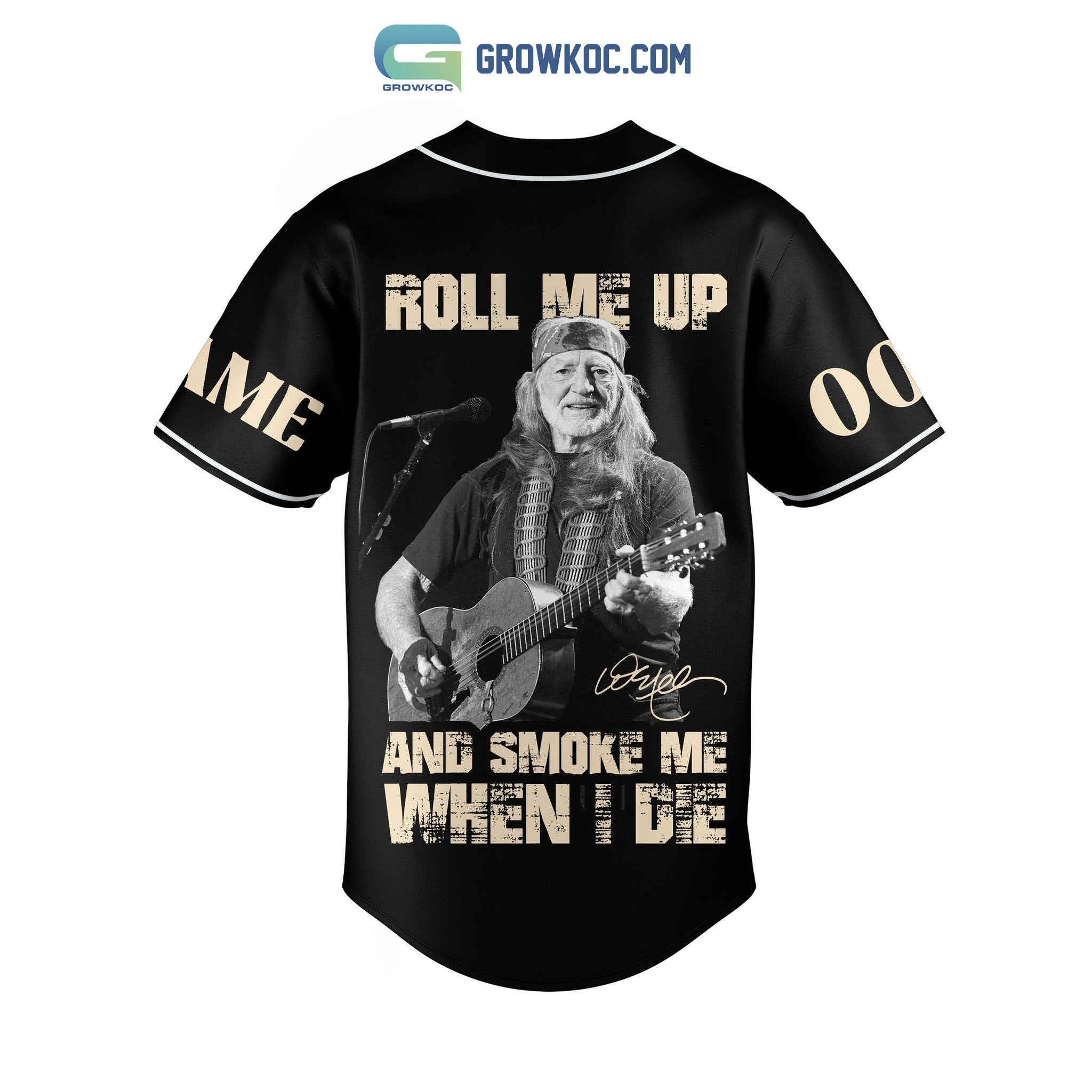 Willie Nelson Roll Me Up And Smoke Me When I Die Personalized Baseball Jersey