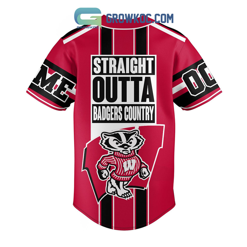 Wisconsin Badgers Straight Outta Country Personalized Baseball Jersey