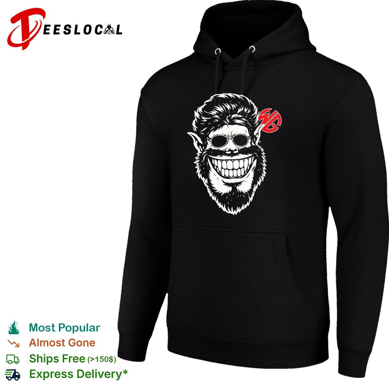 Wolfman grinning werewolf head with sunglasses classic horror monster shirt