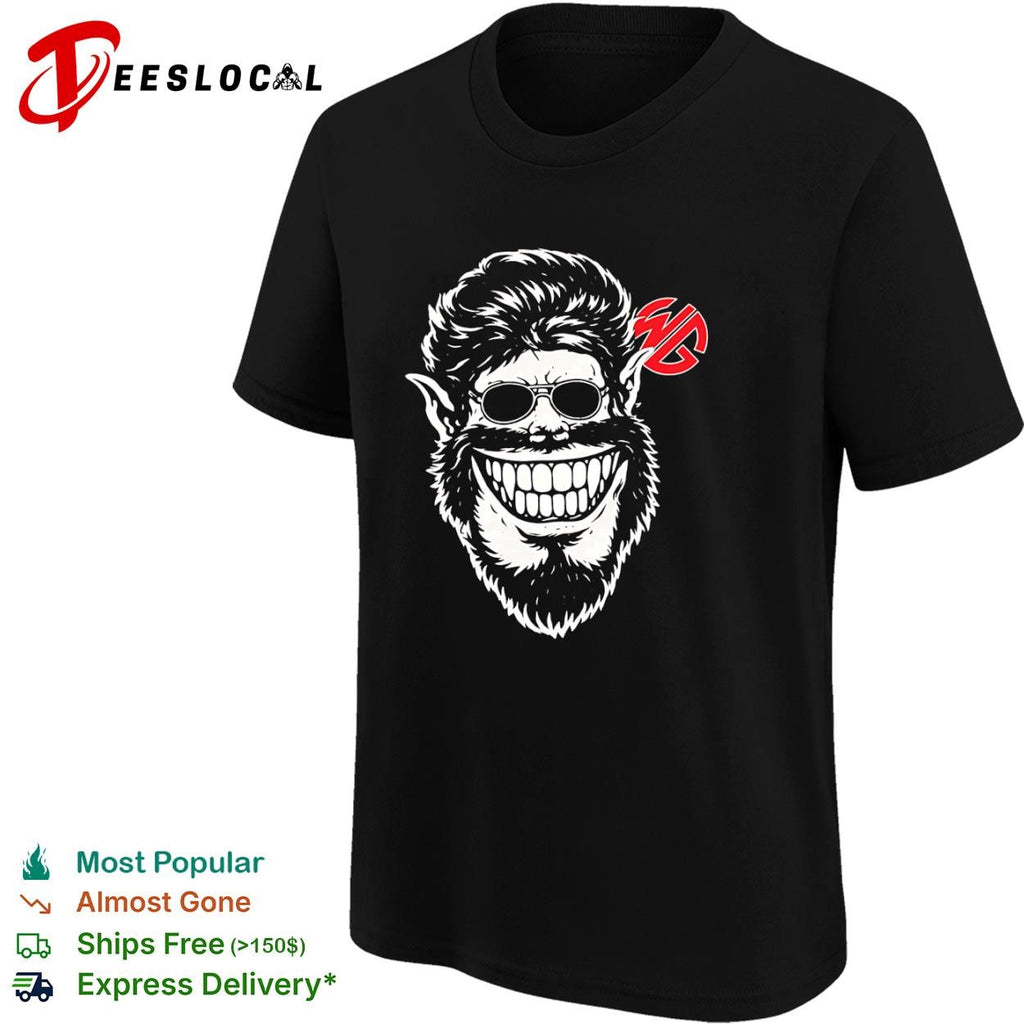 Wolfman grinning werewolf head with sunglasses classic horror monster shirt