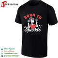 Woman holding sparklers born to sparkle shirt