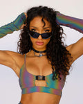 Won't Let U Out Reflective Underboob Clasp Top