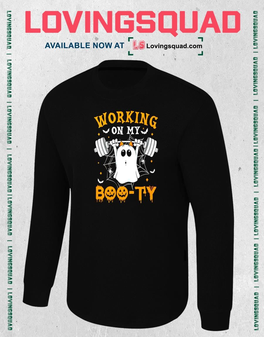 Working on My Boo-ty Ghost Weightlifting Halloween T-shirt