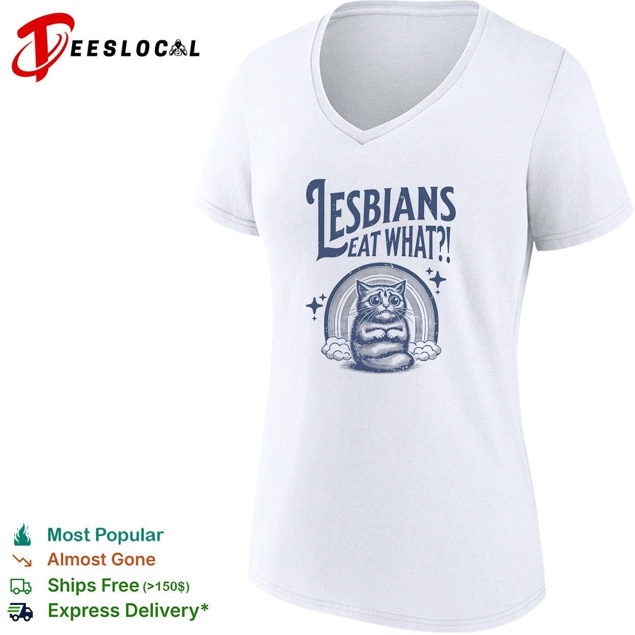 Worried cat sitting lesbians eat what meme shirt
