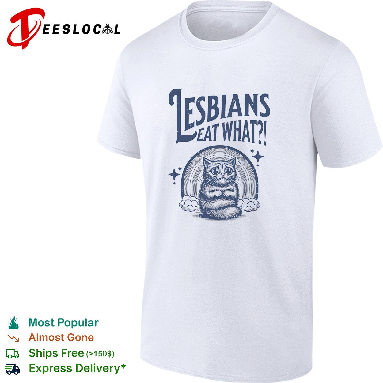Worried cat sitting lesbians eat what meme shirt