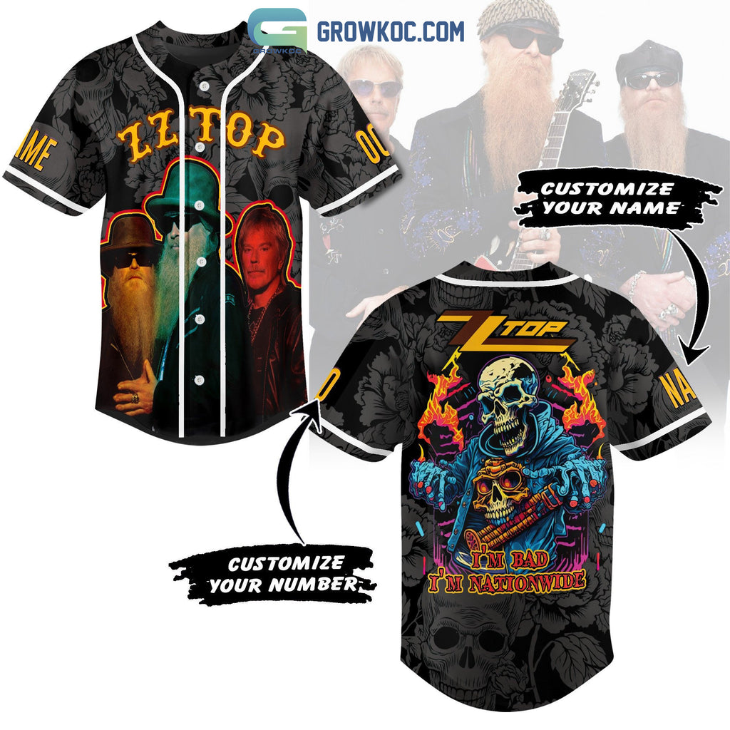 ZZ Top I’m Bad I’m Nationwide Personalized Baseball Jersey