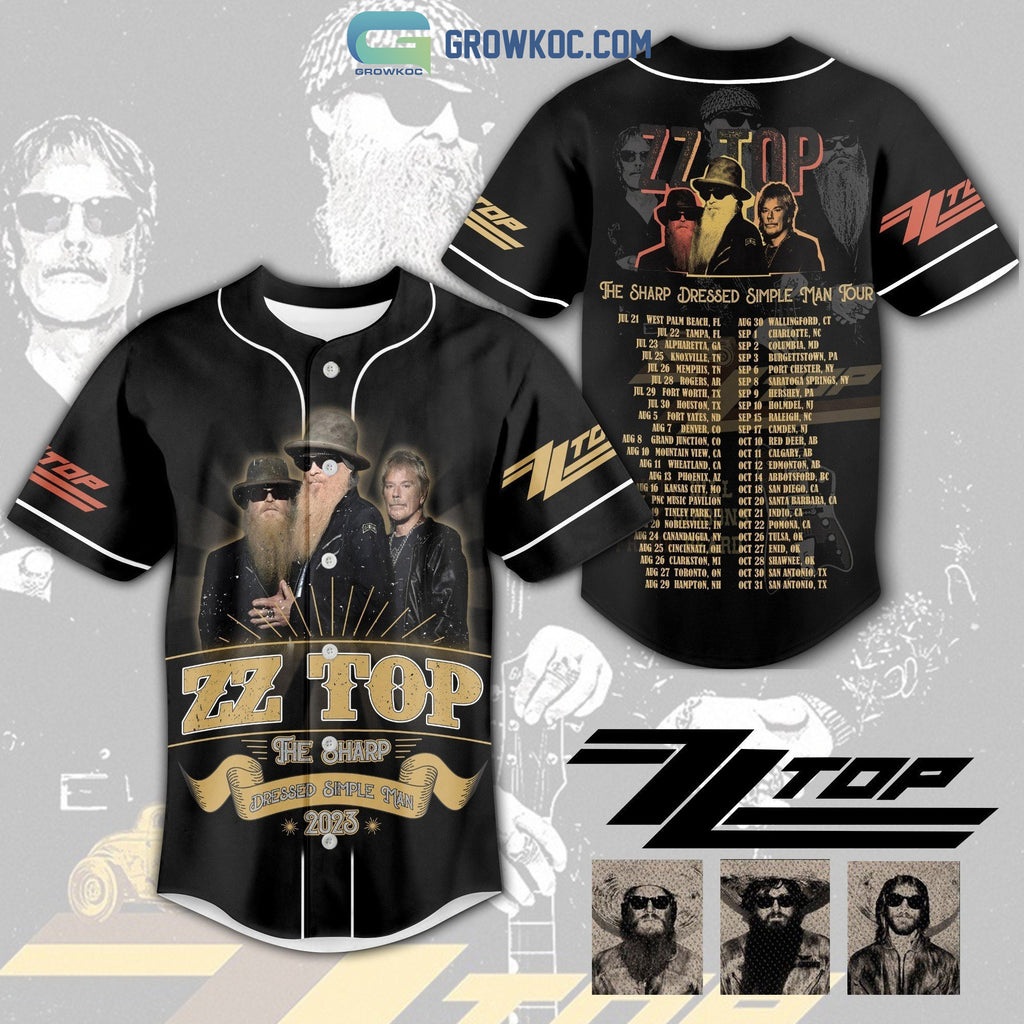 ZZ Top The Sharp Dressed Simple Man Tour 2023 Personalized Baseball Jersey